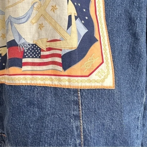 Tommy Hilfiger Women's Nautical Print Long Sleeve Full Zipper Denim Jacket sz SP - Picture 9 of 15